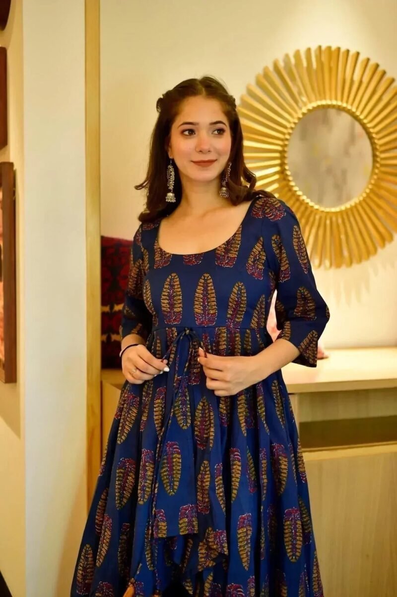 shruti blue cotton kurta set - Image 4