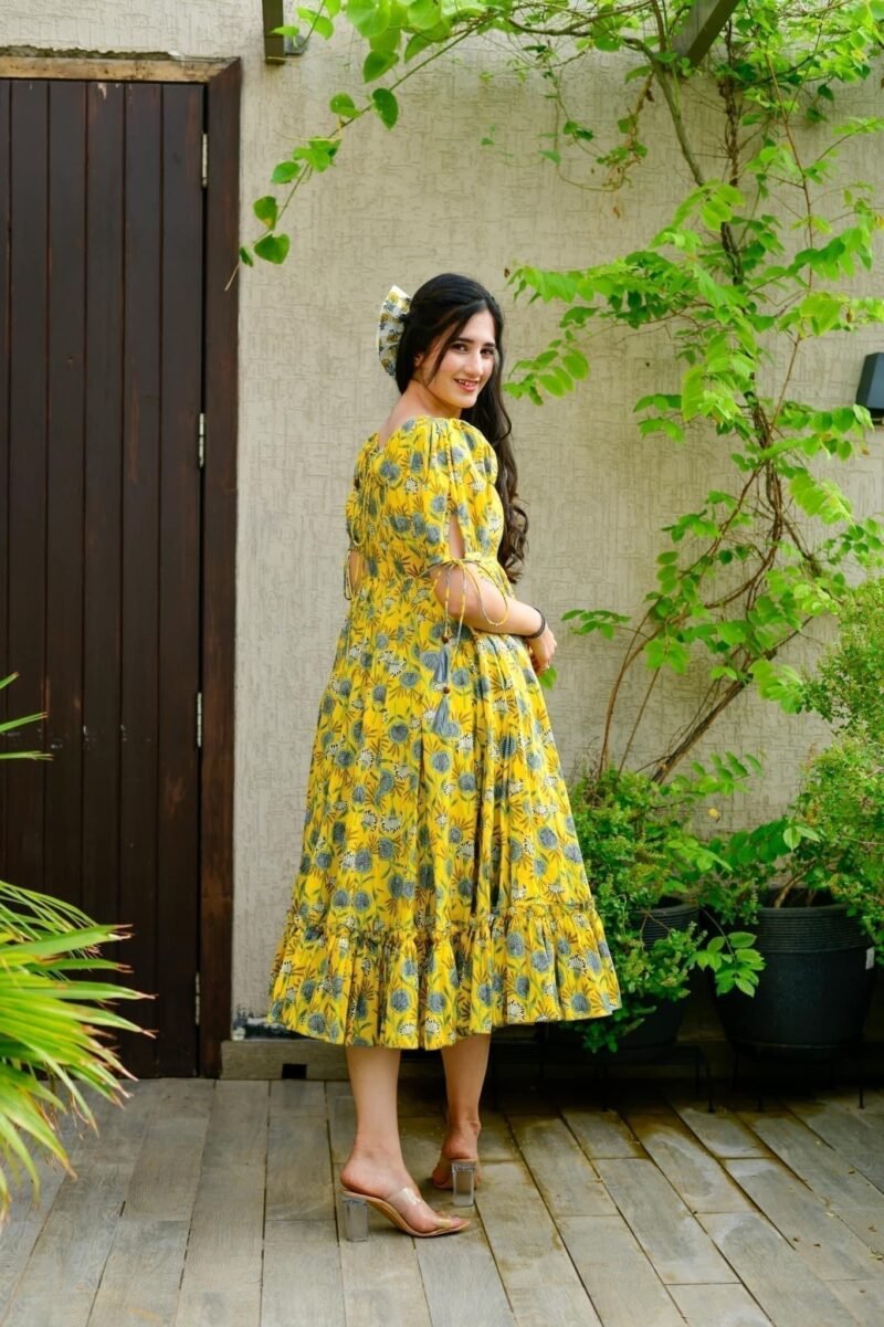 daisy yellow cotton dress - Image 4