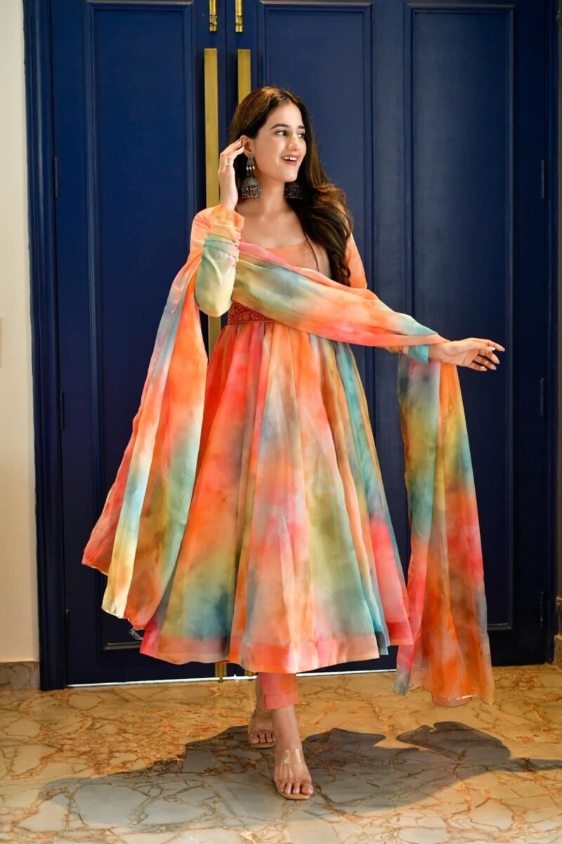 multicolor organza suit set - Image 3